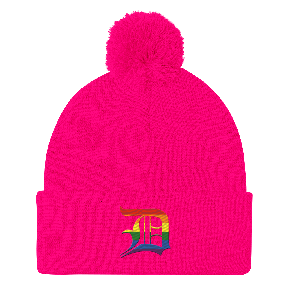 Detroit 'Old English D' Pom-Pom Beanie (Rainbow Pride Edition)