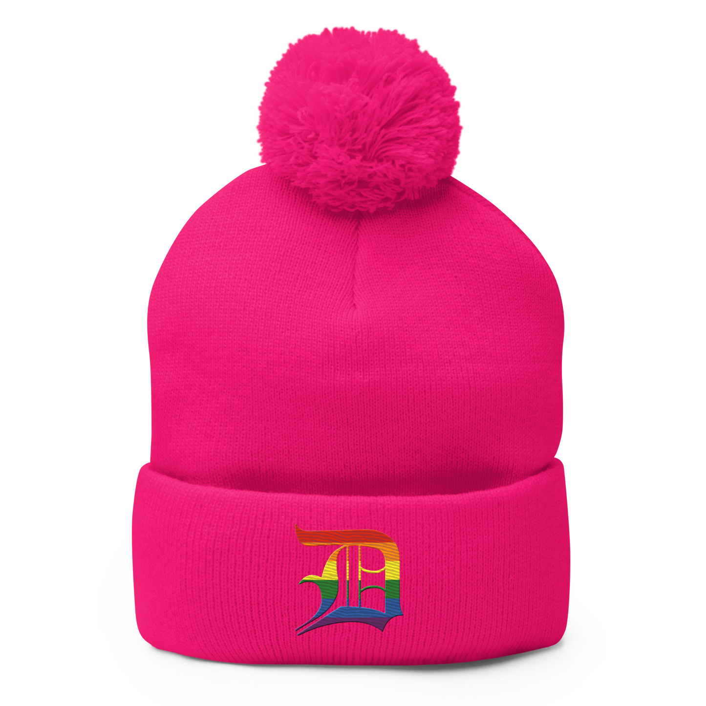 Detroit 'Old English D' Pom-Pom Beanie (Rainbow Pride Edition)