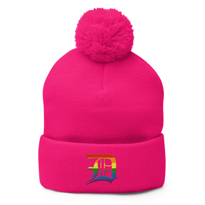 Detroit 'Old English D' Pom-Pom Beanie (Rainbow Pride Edition)