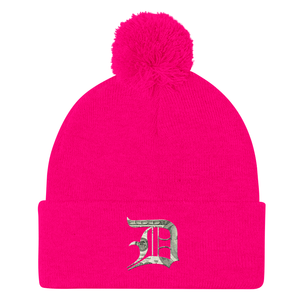 Detroit 'Old English D' Pom-Pom Beanie (Benjamins Edition)