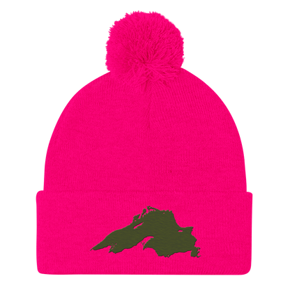 Lake Superior Pom-Pom Beanie | Army Green