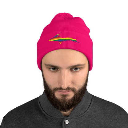 Upper Peninsula Pom-Pom Beanie | Rainbow Pride Edition