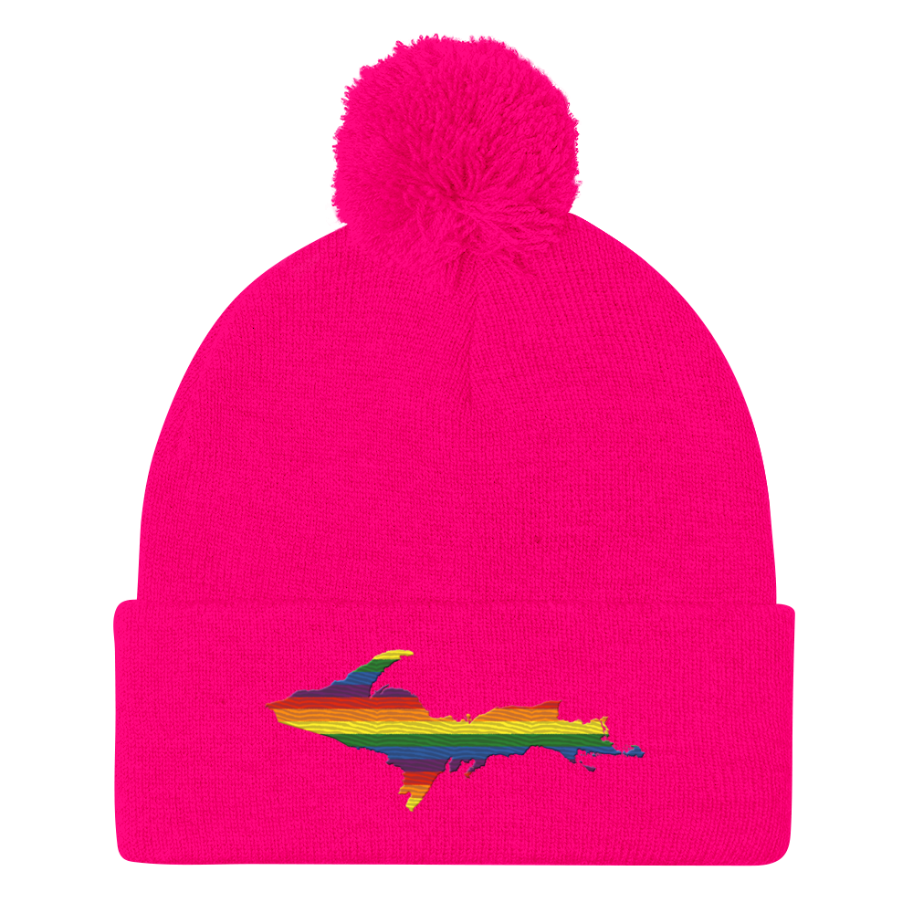 Upper Peninsula Pom-Pom Beanie | Rainbow Pride Edition