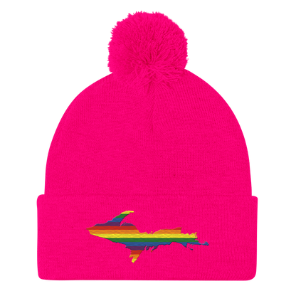 Upper Peninsula Pom-Pom Beanie | Rainbow Pride Edition