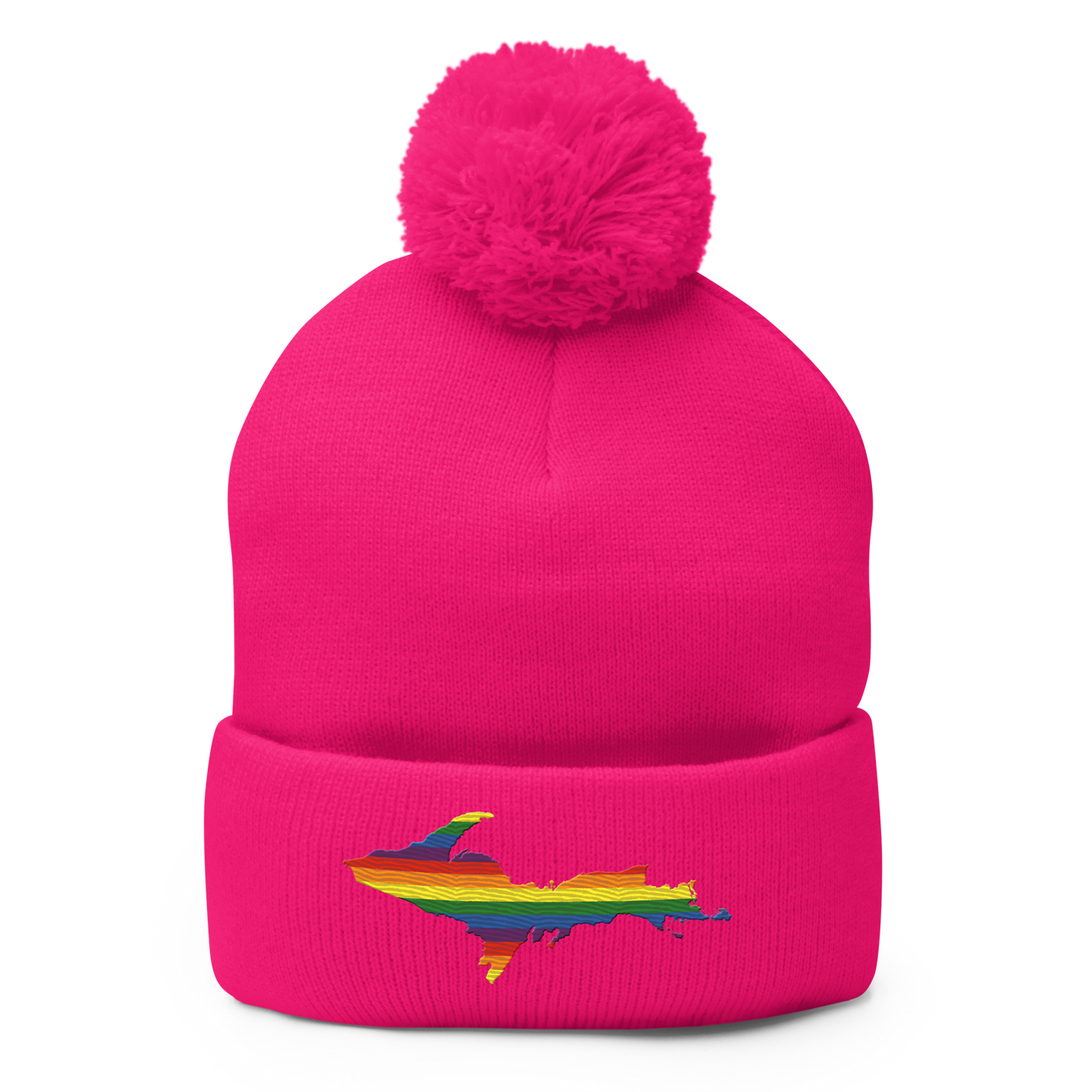 Upper Peninsula Pom-Pom Beanie | Rainbow Pride Edition