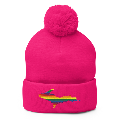 Upper Peninsula Pom-Pom Beanie | Rainbow Pride Edition