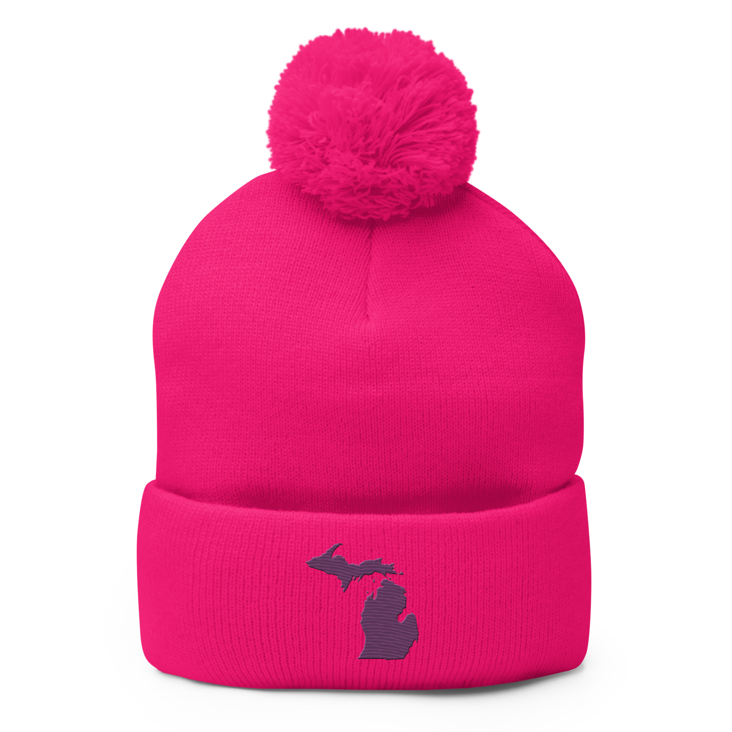 Michigan Pom-Pom Beanie | Plum Outline