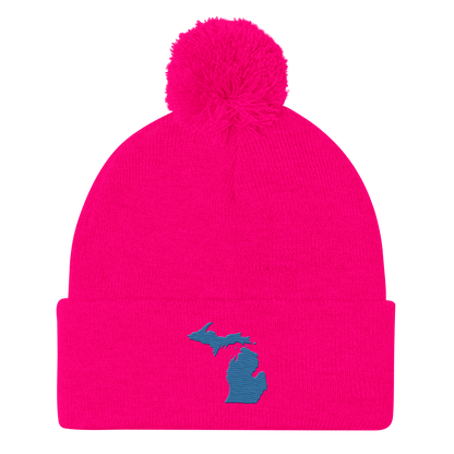 Michigan Pom-Pom Beanie | Superior Blue Outline