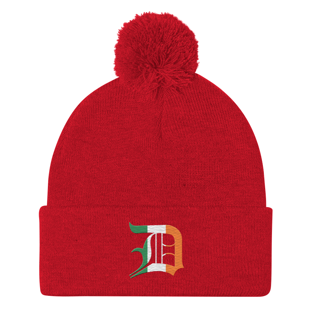 Detroit 'Old English D' Pom-Pom Beanie (Irish Edition)