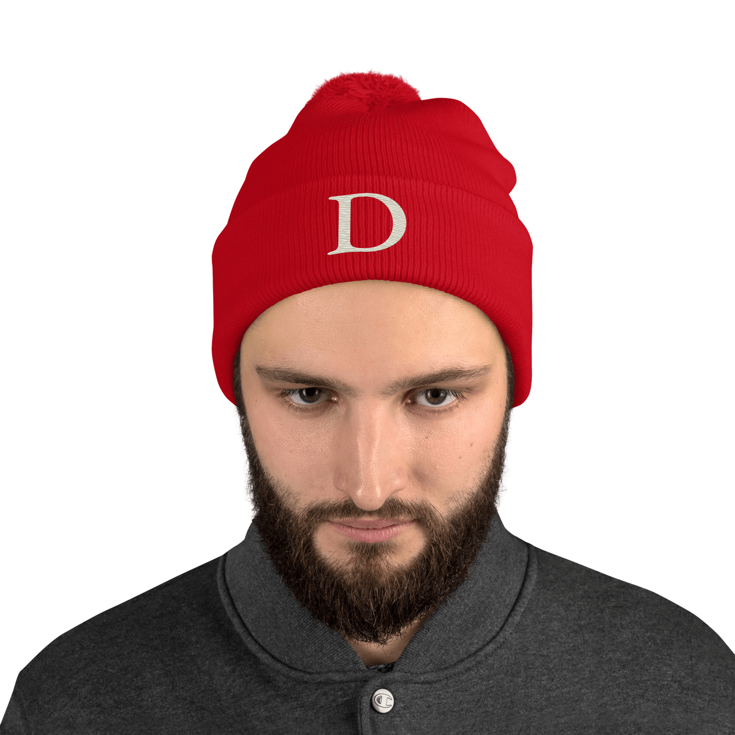 Detroit 'Old French D' Pom-Pom Beanie (Ivory White)