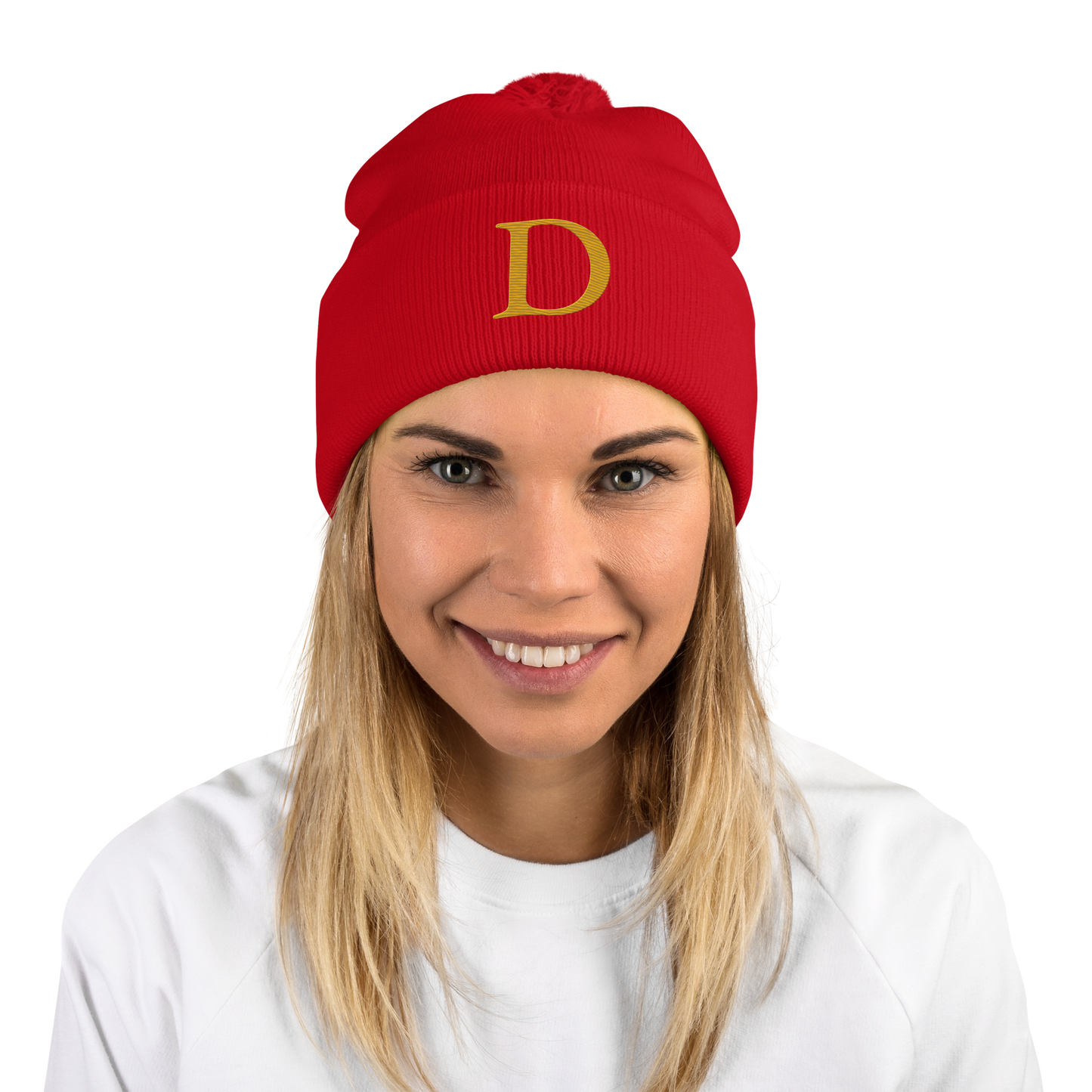 Detroit 'Old French D' Pom-Pom Beanie (Gold)