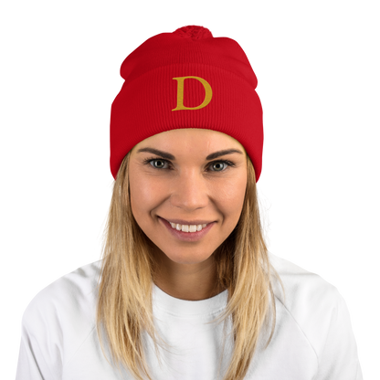 Detroit 'Old French D' Pom-Pom Beanie (Gold)