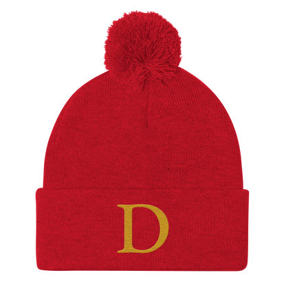 Detroit 'Old French D' Pom-Pom Beanie (Gold)