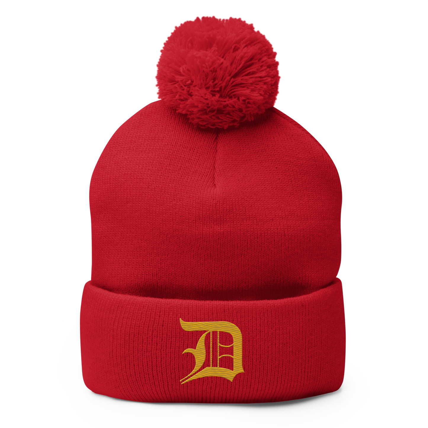 Detroit 'Old English D' Pom-Pom Beanie (Gold)