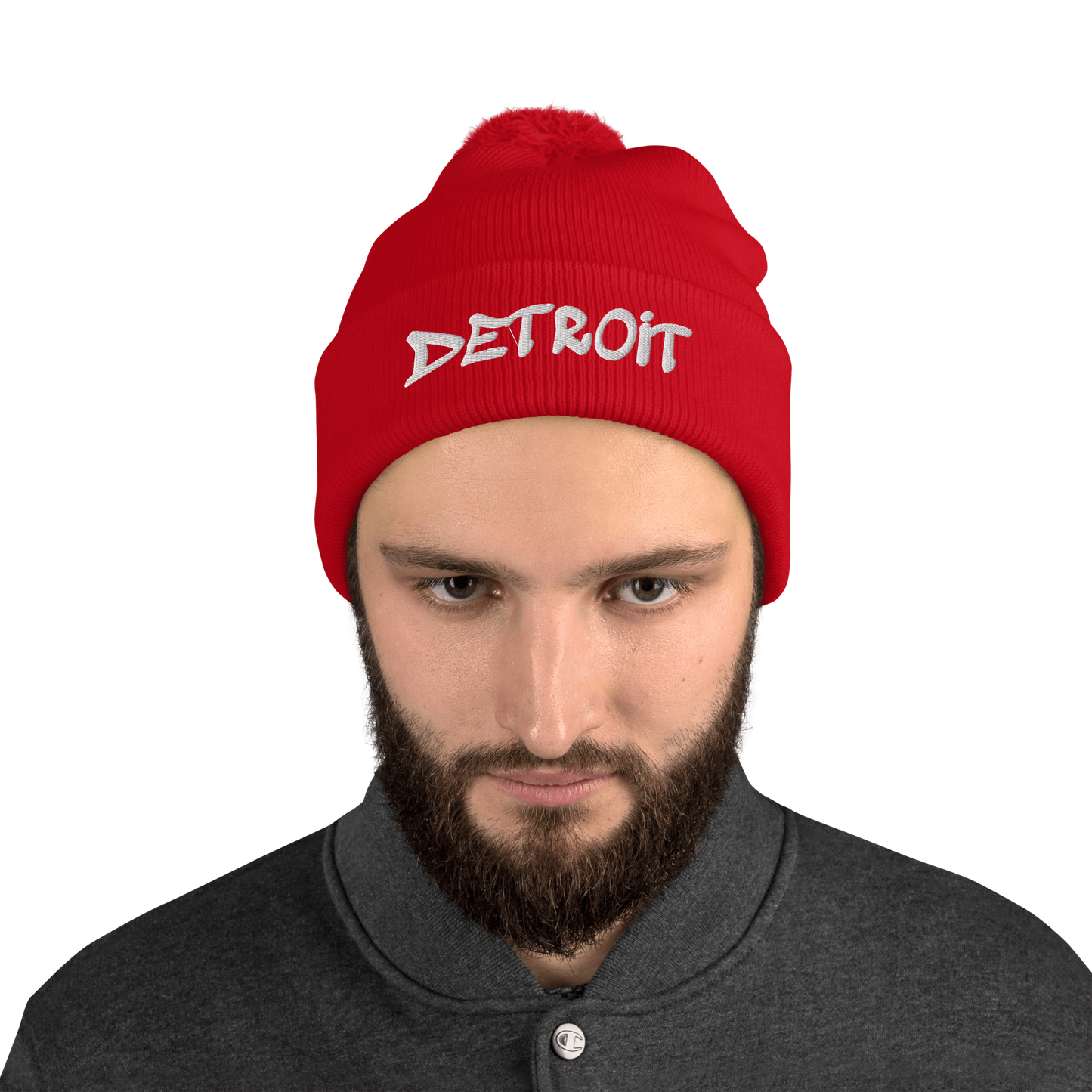 'Detroit' Pom-Pom Beanie (Tag Font)