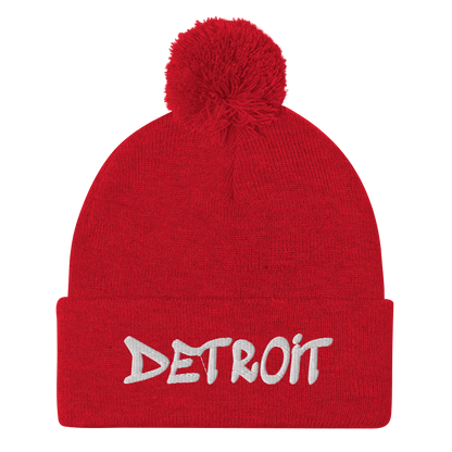 'Detroit' Pom-Pom Beanie (Tag Font)