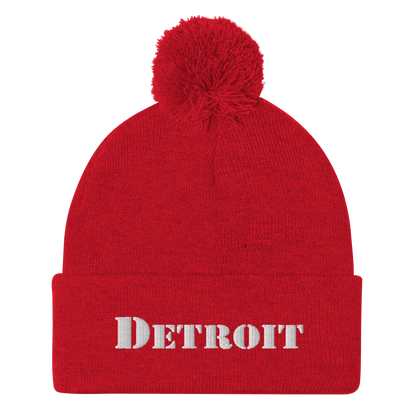 'Detroit' Pom-Pom Beanie (Army Font)