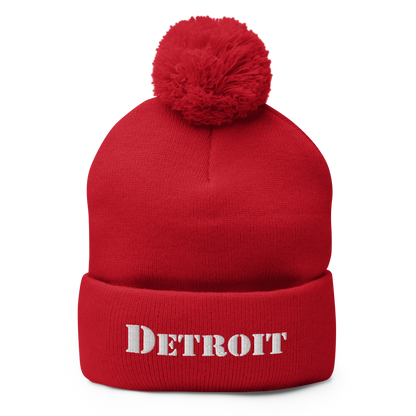 'Detroit' Pom-Pom Beanie (Army Font)