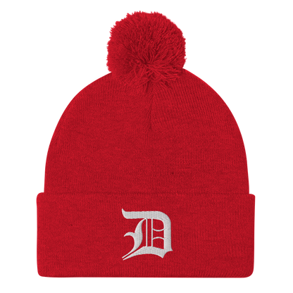 Detroit 'Old English D' Pom-Pom Beanie