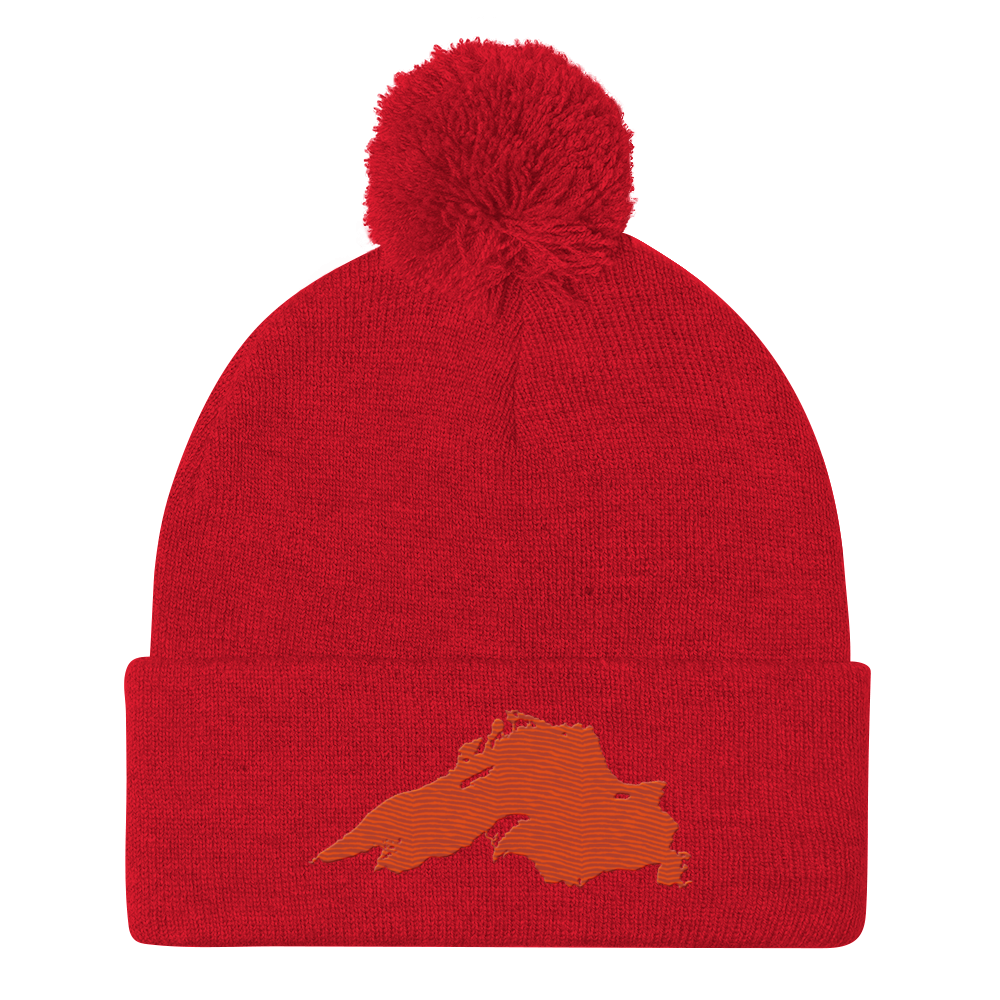 Lake Superior Pom-Pom Beanie | Maple Leaf Orange