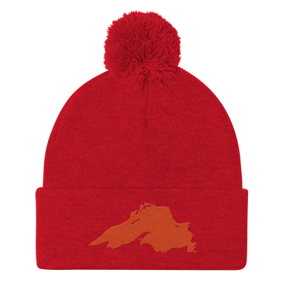 Lake Superior Pom-Pom Beanie | Maple Leaf Orange