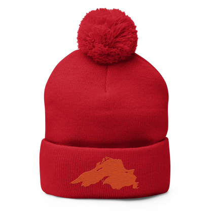 Lake Superior Pom-Pom Beanie | Maple Leaf Orange