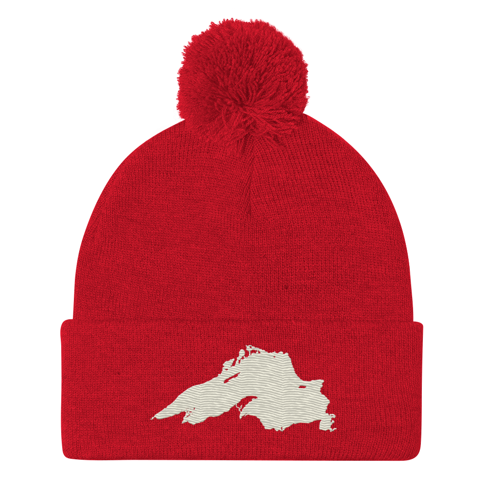 Lake Superior Pom-Pom Beanie | Ivory White