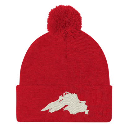 Lake Superior Pom-Pom Beanie | Ivory White