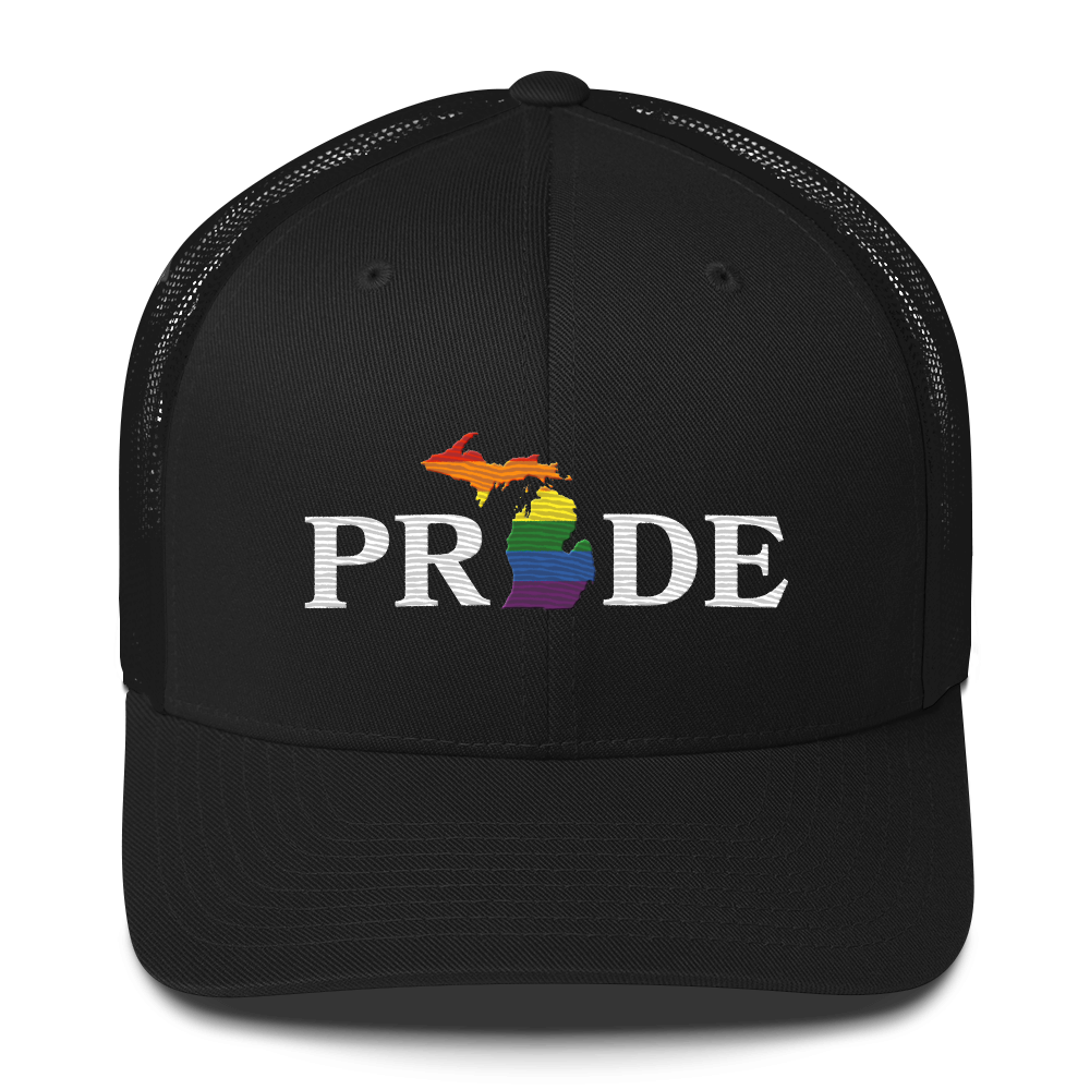 Michigan 'Pride' Trucker Hat (Rainbow Pride Outline)