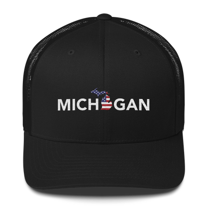 'Michigan' Trucker Hat (Sans Font Patriot Edition)