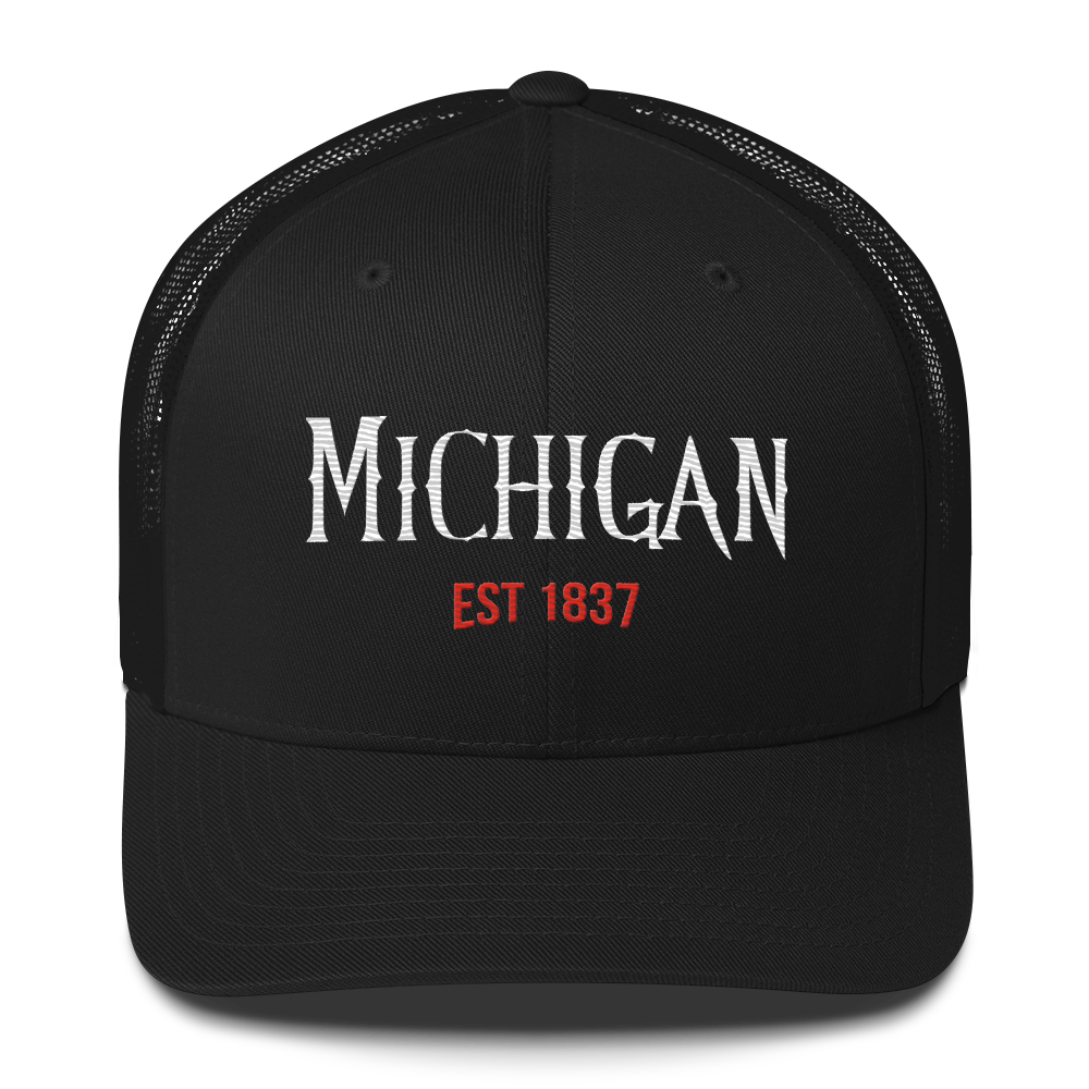 'Michigan EST 1837' Trucker Hat | Spooky Teen Drama Parody