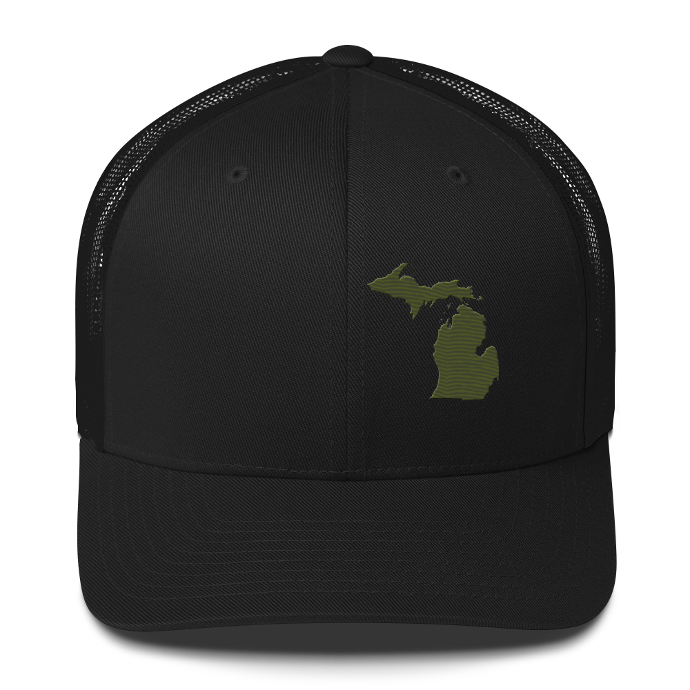 Michigan Trucker Hat | Army Green Outline