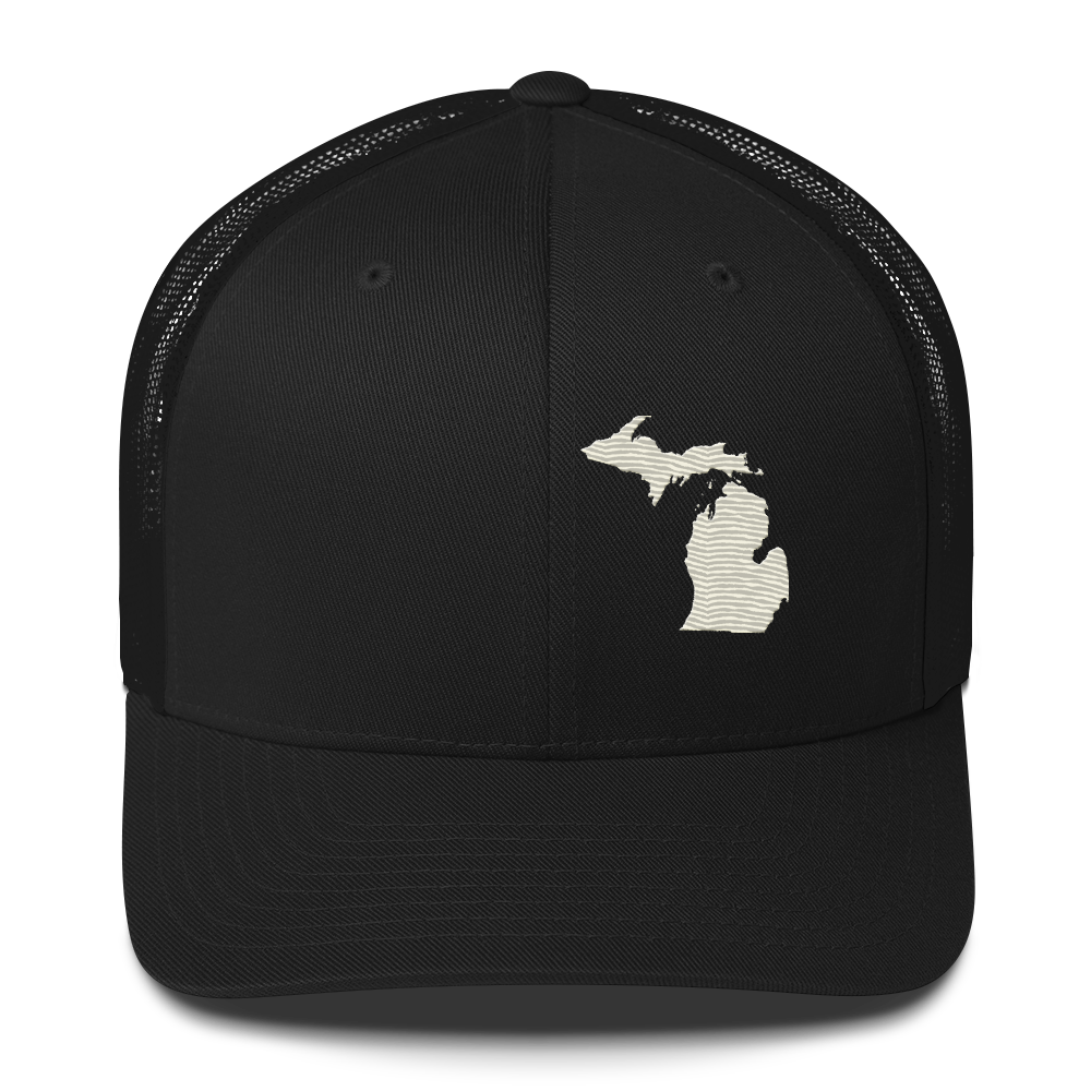 Michigan Trucker Hat | Ivory White Outline