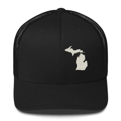 Michigan Trucker Hat | Ivory White Outline