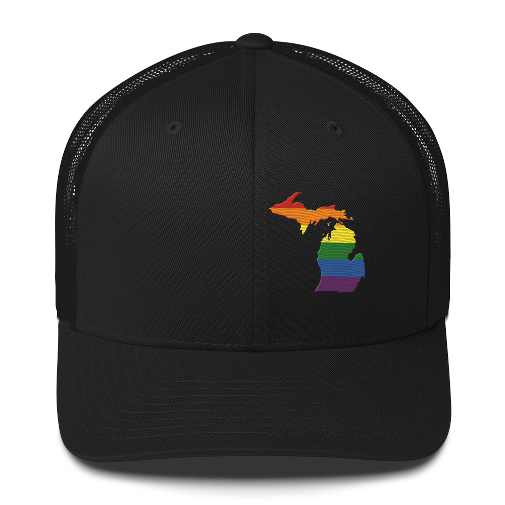 Michigan Trucker Hat | Rainbow Pride Outline