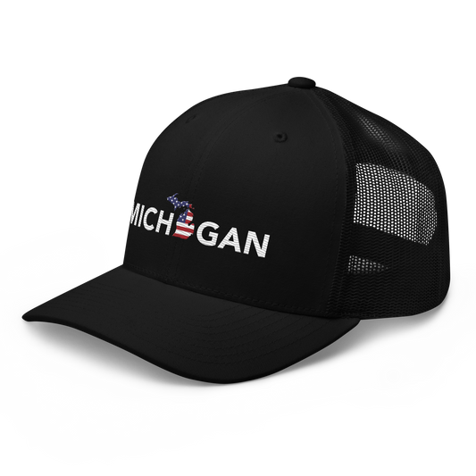 'Michigan' Trucker Hat (Sans Font Patriot Edition)