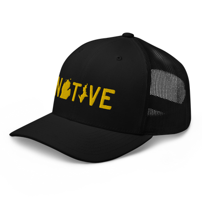 Michigan 'Native' Trucker Hat (Licence Plate Font) | Gold Embroidery