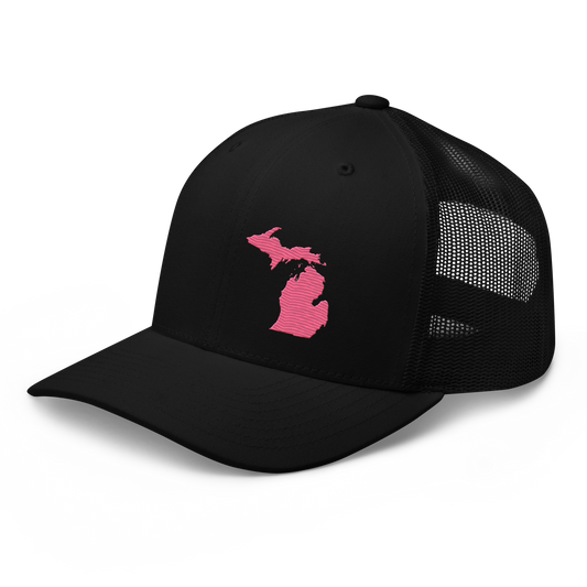 Michigan Trucker Hat | Rhodochrosite Pink Outline