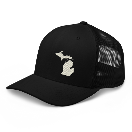 Michigan Trucker Hat | Ivory White Outline