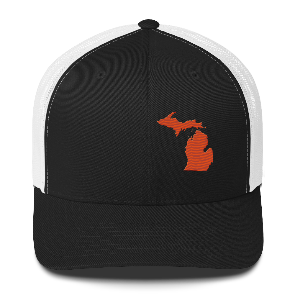 Michigan Trucker Hat | Maple Leaf Orange Outline