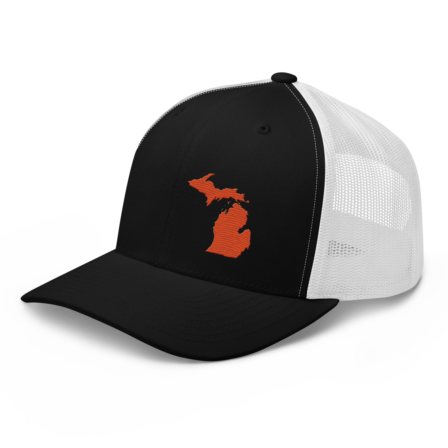 Michigan Trucker Hat | Maple Leaf Orange Outline