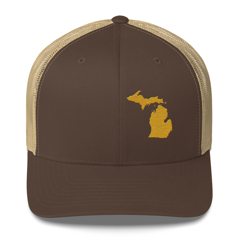 Michigan Trucker Hat | Gold Outline