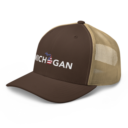 'Michigan' Trucker Hat (Sans Font Patriot Edition)