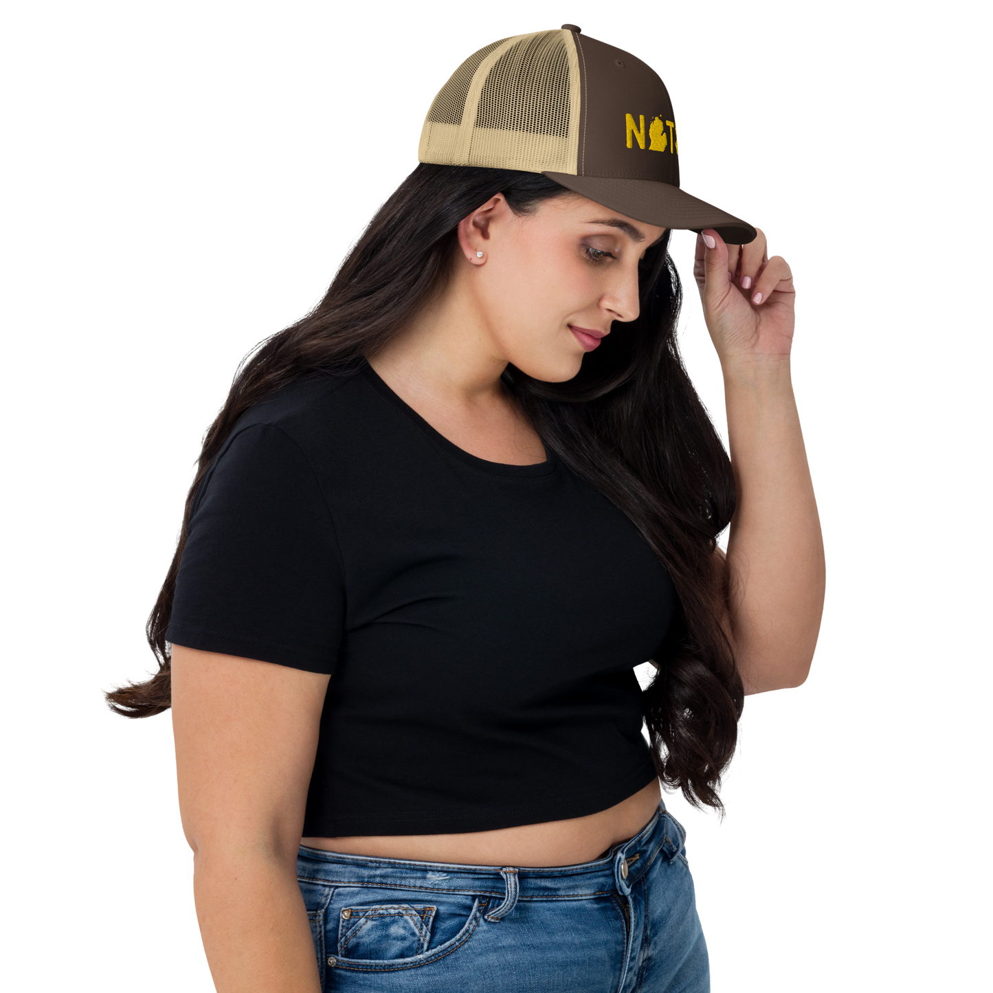 Michigan 'Native' Trucker Hat (Licence Plate Font) | Gold Embroidery