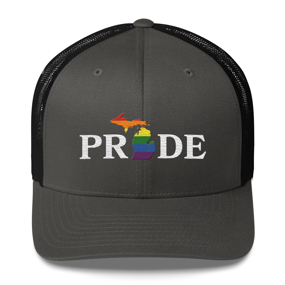 Michigan 'Pride' Trucker Hat (Rainbow Pride Outline)