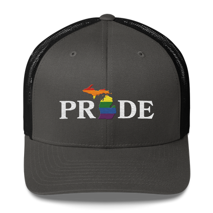 Michigan 'Pride' Trucker Hat (Rainbow Pride Outline)