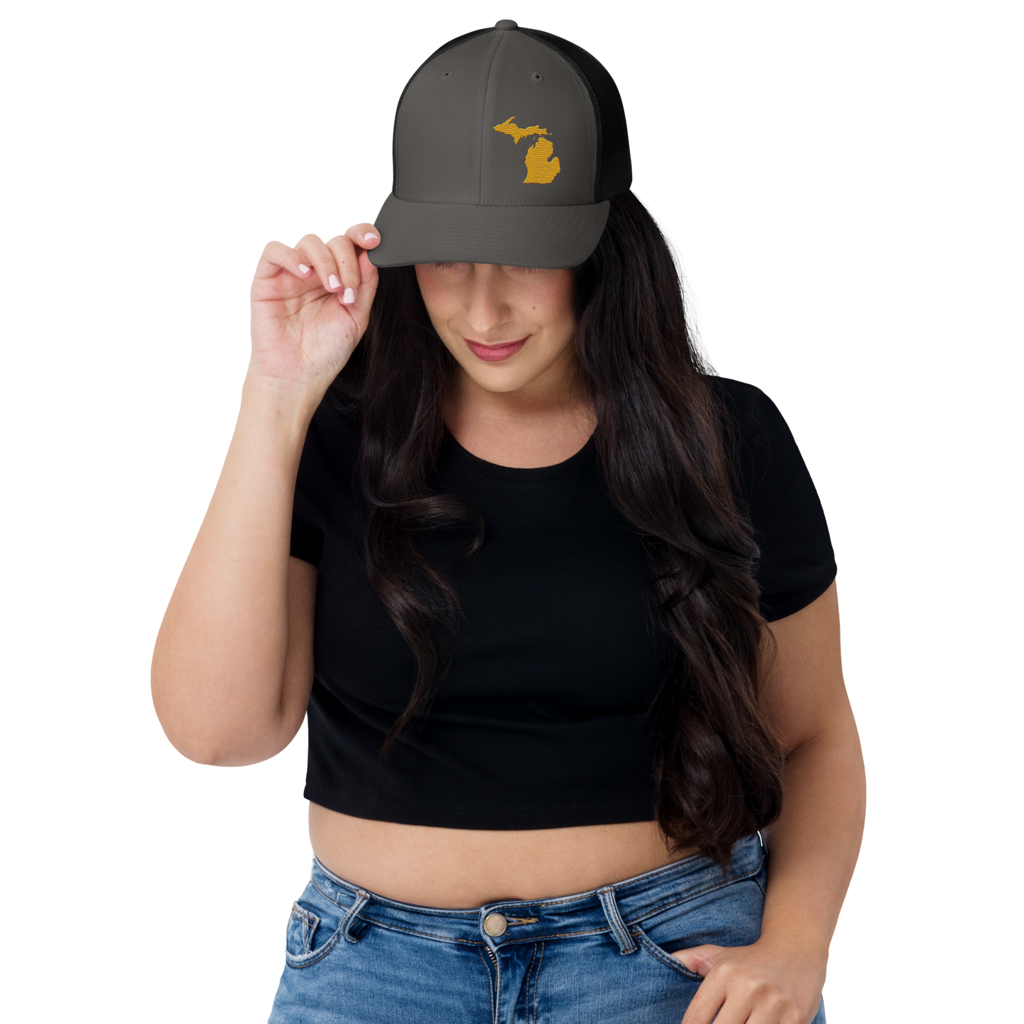 Michigan Trucker Hat | Gold Outline