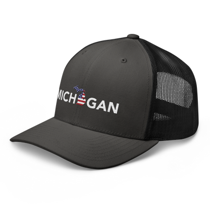 'Michigan' Trucker Hat (Sans Font Patriot Edition)