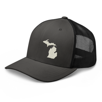 Michigan Trucker Hat | Ivory White Outline