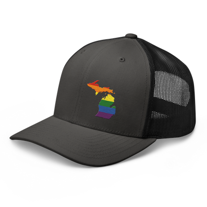 Michigan Trucker Hat | Rainbow Pride Outline